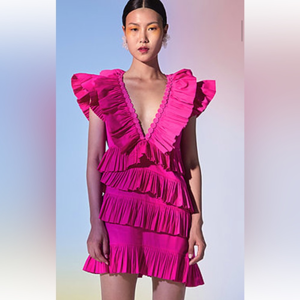 Celia B CeliaB hot pink V neck dress Medium